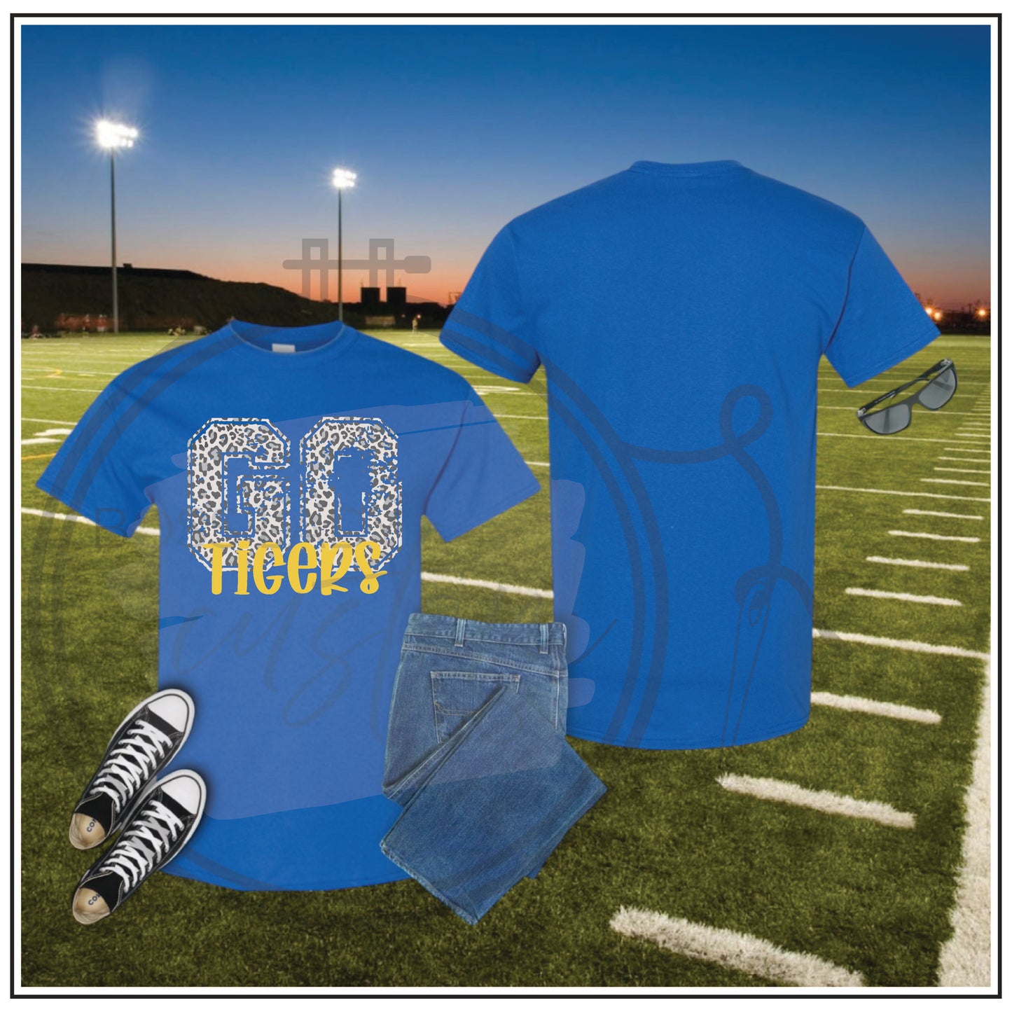 Go Tigers Leopard T Shirt Blue