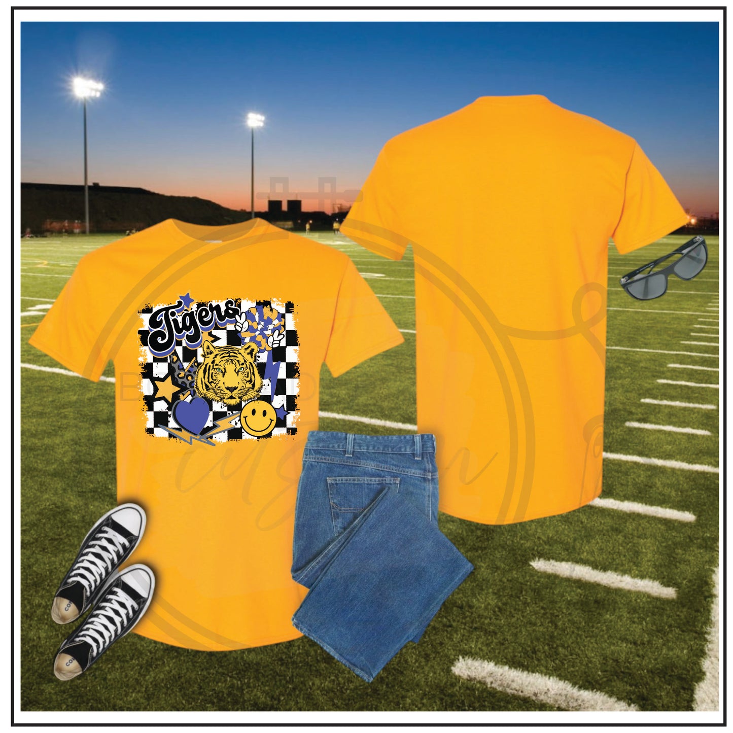 Tigers Checker T Shirt Gold