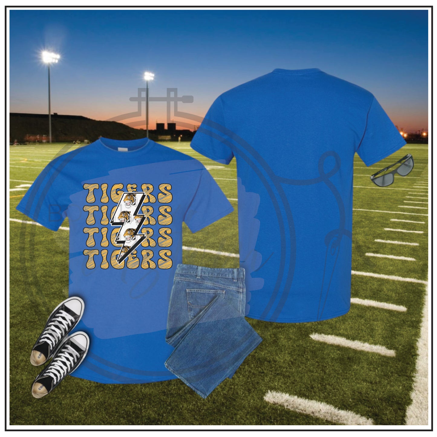 Tigers Lightning T Shirt Blue