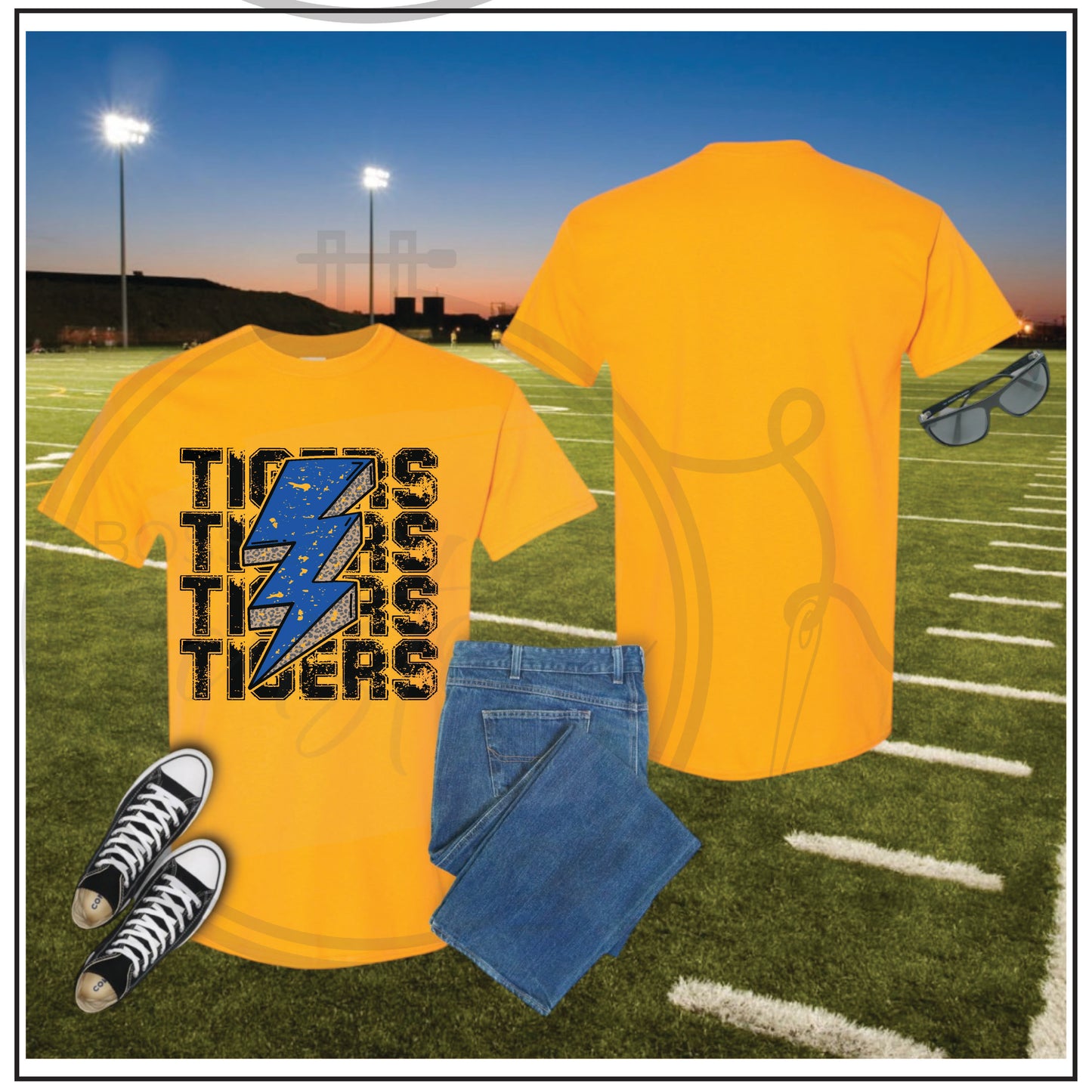 Tigers Lightning T Shirt Gold