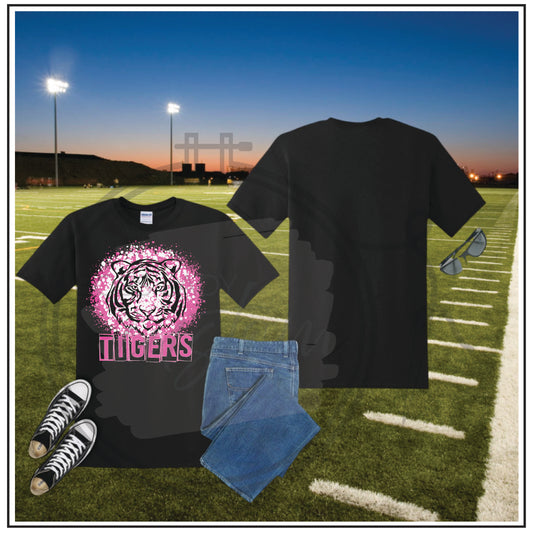 Tigers Pink Splatter T Shirt Black